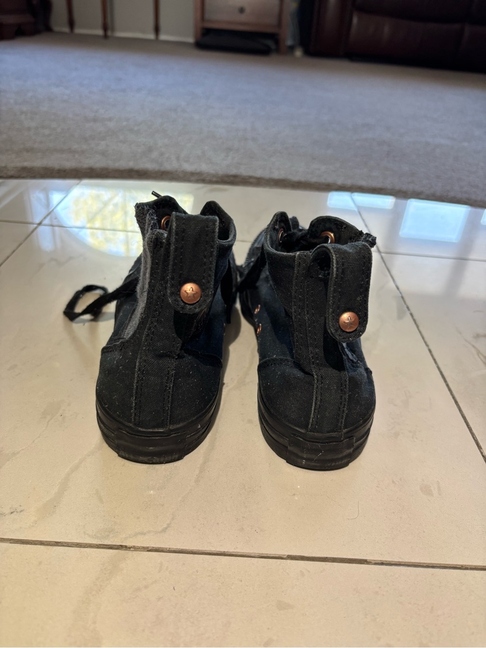 Converse Black Canvas High Top Sneakers with Copper Accents - Picture 6 of 7